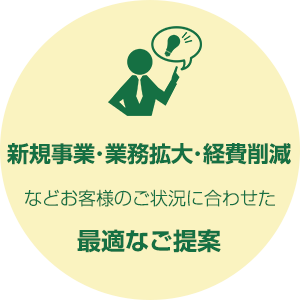 新規事業・業務拡大・経費削減などのお客様のご状況に合わせた最適なご提案